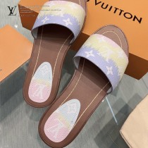 LV-03  路易威登 最高版本經典超級糖果色最新老花布料厚底涼拖