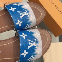 LV-01  路易威登 最高版本經典超級糖果色最新老花布料厚底涼拖