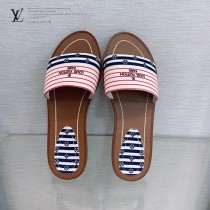 LV-04  路易威登 最高版本經典超級糖果色最新老花布料厚底涼拖