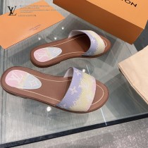 LV-03  路易威登 最高版本經典超級糖果色最新老花布料厚底涼拖