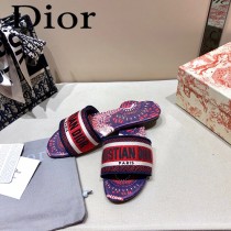 Dior-13  代購頂級春夏膠囊系列立體刺繡度假平底字母拖