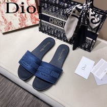 Dior-04  代購頂級春夏膠囊系列立體刺繡度假平底字母拖