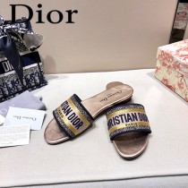 Dior-02  代購頂級春夏膠囊系列立體刺繡度假平底字母拖