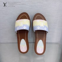 LV-03  路易威登 最高版本經典超級糖果色最新老花布料厚底涼拖
