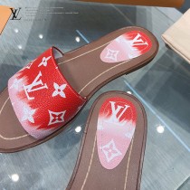 LV-02  路易威登 最高版本經典超級糖果色最新老花布料厚底涼拖