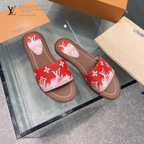 LV-02  路易威登 最高版本經典超級糖果色最新老花布料厚底涼拖