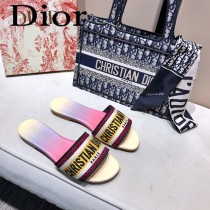 Dior-01  代購頂級春夏膠囊系列立體刺繡度假平底字母拖