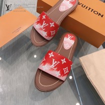 LV-02  路易威登 最高版本經典超級糖果色最新老花布料厚底涼拖
