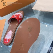 LV-02  路易威登 最高版本經典超級糖果色最新老花布料厚底涼拖