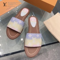 LV-03  路易威登 最高版本經典超級糖果色最新老花布料厚底涼拖