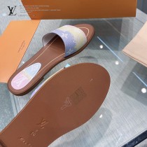 LV-03  路易威登 最高版本經典超級糖果色最新老花布料厚底涼拖