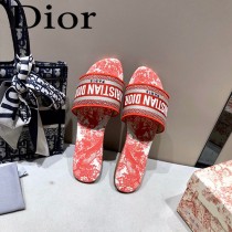Dior-12  代購頂級春夏膠囊系列立體刺繡度假平底字母拖