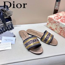 Dior-02  代購頂級春夏膠囊系列立體刺繡度假平底字母拖