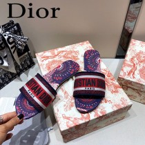 Dior-13  代購頂級春夏膠囊系列立體刺繡度假平底字母拖