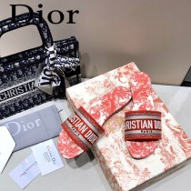 Dior-12  代購頂級春夏膠囊系列立體刺繡度假平底字母拖