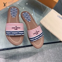LV-04  路易威登 最高版本經典超級糖果色最新老花布料厚底涼拖