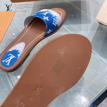 LV-01  路易威登 最高版本經典超級糖果色最新老花布料厚底涼拖