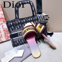 Dior-01  代購頂級春夏膠囊系列立體刺繡度假平底字母拖