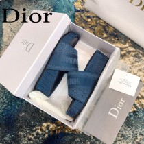 Christian Dior-03  20ss老花刺繡棉布拖鞋