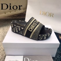 Christian Dior-04  20ss老花刺繡棉布拖鞋