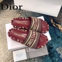 Christian Dior-01  20ss老花刺繡棉布拖鞋