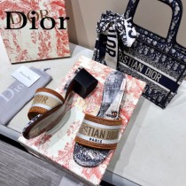 Dior-01  代購頂級春夏膠囊系列立體刺繡度假字母拖