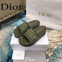 Christian Dior-05  20ss老花刺繡棉布拖鞋