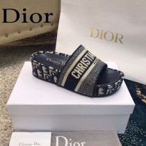 Christian Dior-02  20ss老花刺繡棉布拖鞋