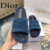 Christian Dior-03  20ss老花刺繡棉布拖鞋
