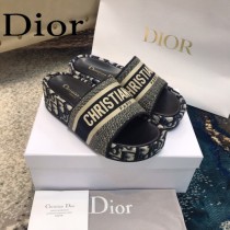 Christian Dior-04  20ss老花刺繡棉布拖鞋