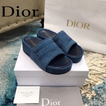 Christian Dior-03  20ss老花刺繡棉布拖鞋