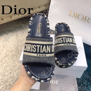 Christian Dior-02  20ss老花刺繡棉布拖鞋