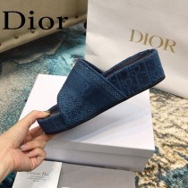 Christian Dior-03  20ss老花刺繡棉布拖鞋