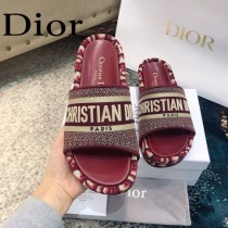 Christian Dior-01  20ss老花刺繡棉布拖鞋
