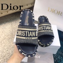 Christian Dior-02  20ss老花刺繡棉布拖鞋