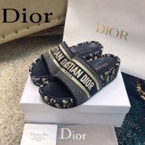 Christian Dior-02  20ss老花刺繡棉布拖鞋