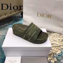 Christian Dior-05  20ss老花刺繡棉布拖鞋