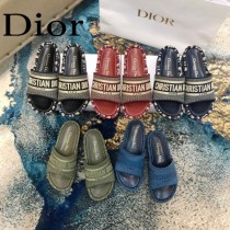 Christian Dior-02  20ss老花刺繡棉布拖鞋