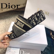 Christian Dior-04  20ss老花刺繡棉布拖鞋