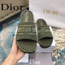 Christian Dior-05  20ss老花刺繡棉布拖鞋
