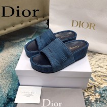 Christian Dior-03  20ss老花刺繡棉布拖鞋