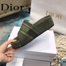 Christian Dior-05  20ss老花刺繡棉布拖鞋