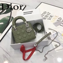 DIOR迪奧-018 原版皮3格DiorLady戴妃包 鏈條120cm 可調節皮肩帶