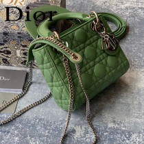 DIOR迪奧-02 原版皮3格DiorLady戴妃包 鏈條120cm 可調節皮肩帶
