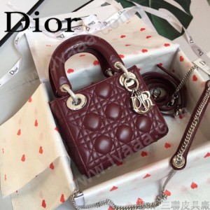 DIOR迪奧-012 原版皮3格DiorLady戴妃包 鏈條120cm 可調節皮肩帶