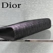 DIOR-01 迪奧原版皮全新Oblique 帆布和黑色粒面觸感小牛皮手拿包