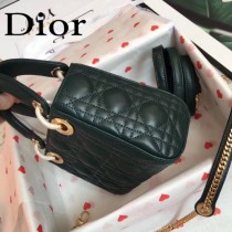 DIOR迪奧-010 原版皮3格DiorLady戴妃包 鏈條120cm 可調節皮肩帶