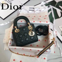 DIOR迪奧-010 原版皮3格DiorLady戴妃包 鏈條120cm 可調節皮肩帶