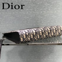 DIOR-02 迪奧原版皮全新Oblique 帆布和黑色粒面觸感小牛皮手拿包