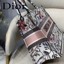 M1286 DIOR迪奧原版皮月季花新款刺繡Dior Book Tote小號購物袋手提包